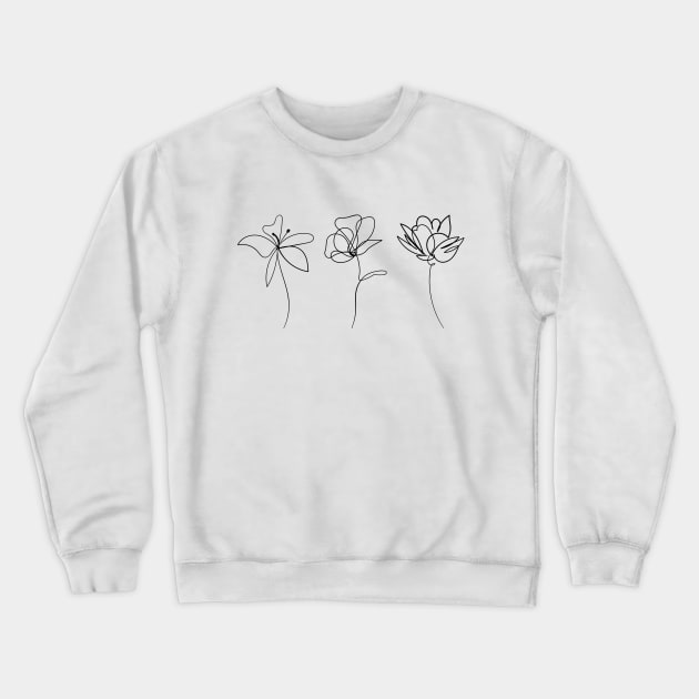 Elegant floral composition hand drawing - Delicate flowers Crewneck Sweatshirt by ZenNature